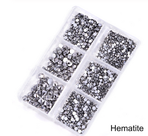 NEW Hematite 1200 Piece Variety Rhinestones AB/Clear Glass Crystal Stones (NON-Hot Fix) SS6-20