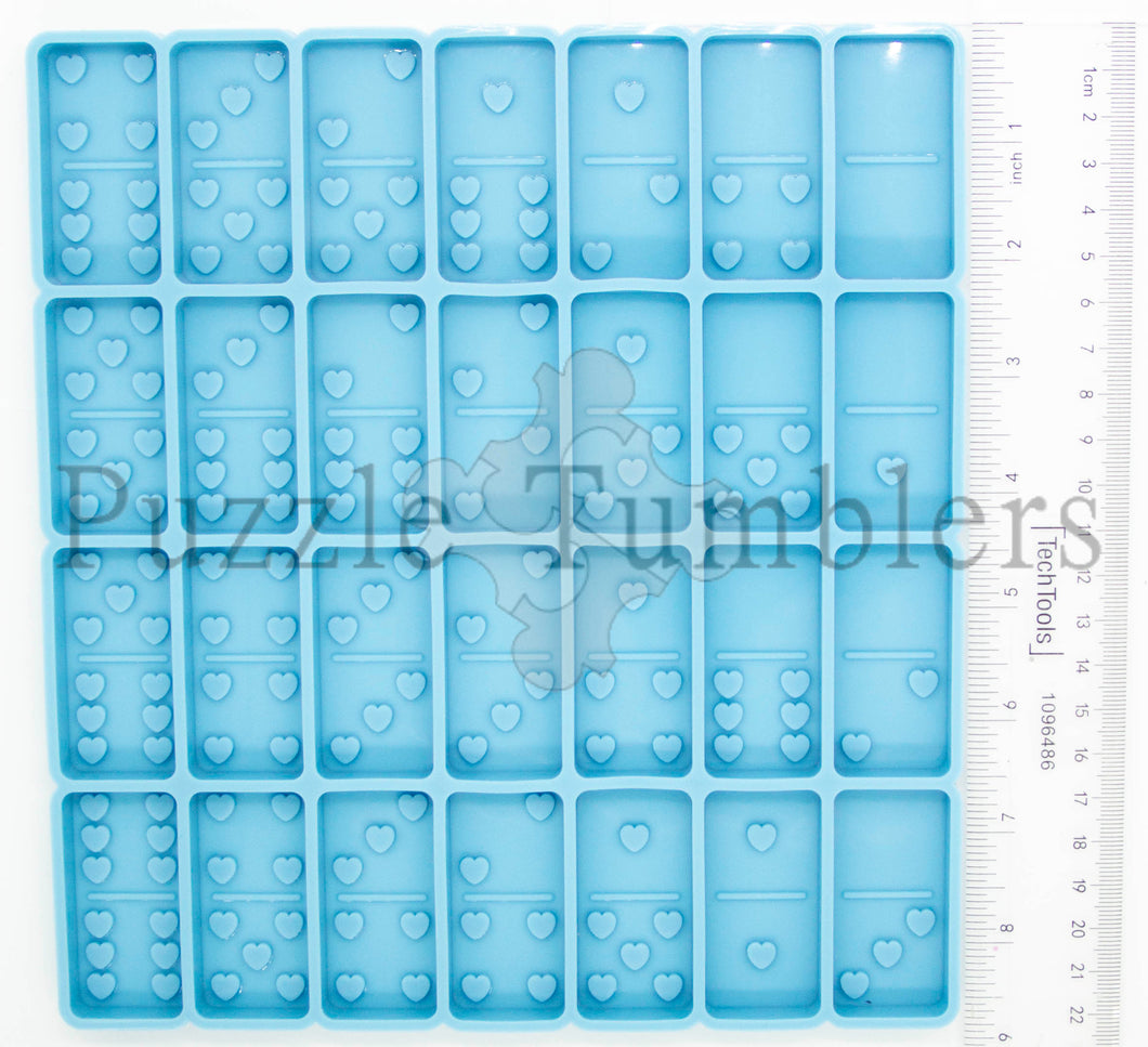 NEW Domino with Heart Dots - Mold Blue