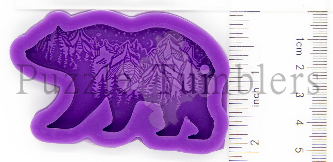 NEW - MAMA BEAR WITH MOUNTAINS - PURPLE MOLD