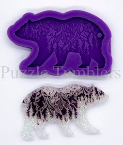NEW - MAMA BEAR WITH MOUNTAINS - PURPLE MOLD