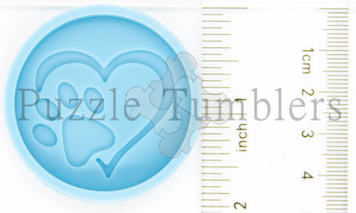 NEW- HEART WITH PAW Badge Reel or Phone Grip - BLUE Mold