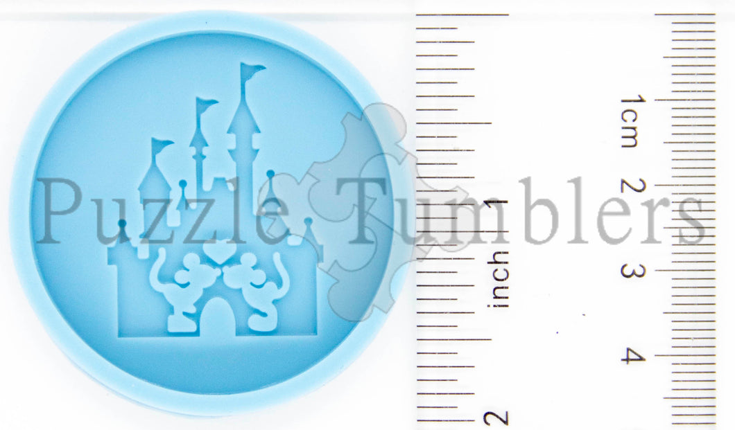 NEW- CASTLE WITH KISSING MOUSE Badge Reel or Phone Grip - BLUE Mold