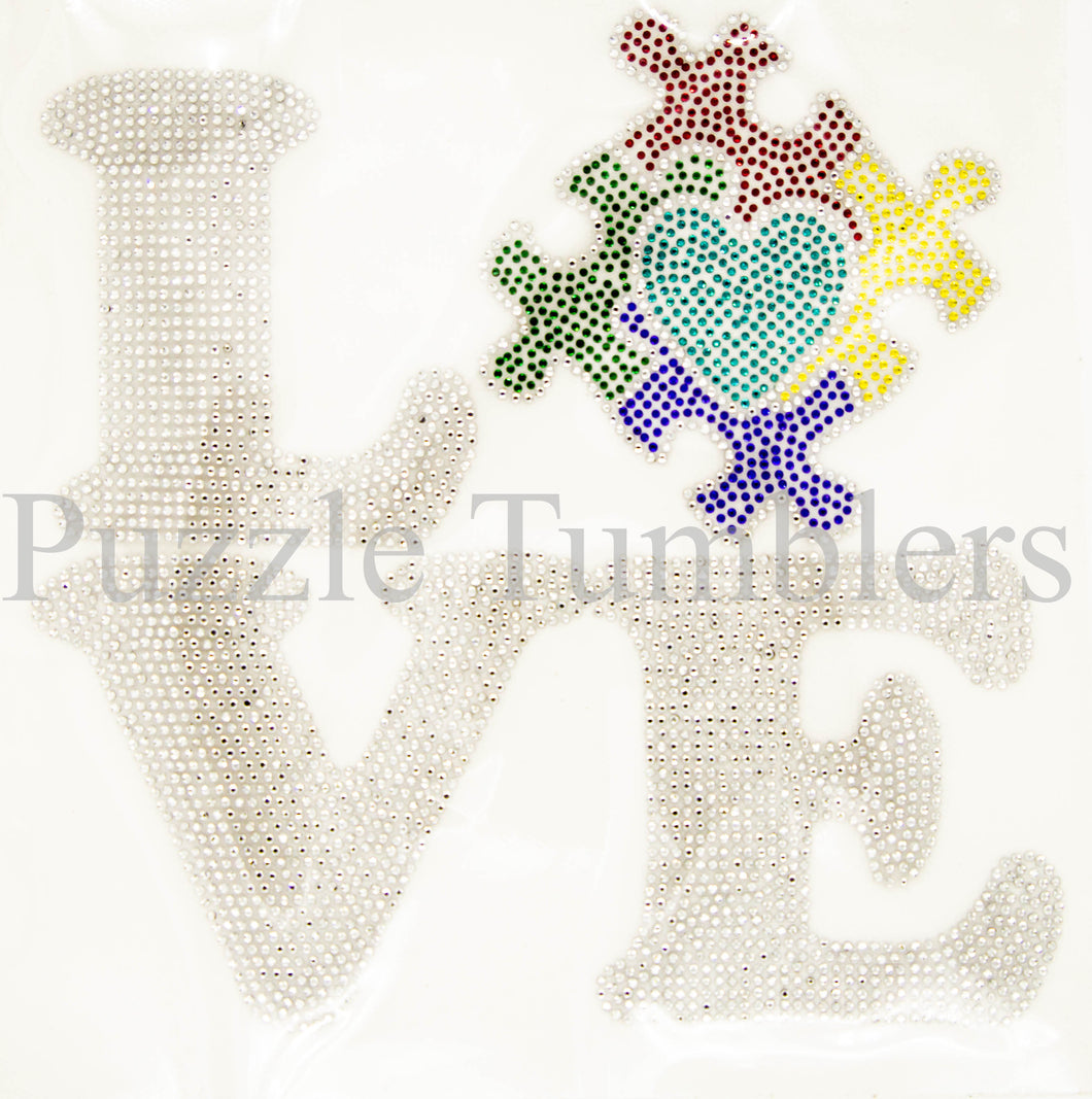 NEW Autism Awareness 'LOVE' Rhinestone T-Shirt Transfer $6.75/EACH