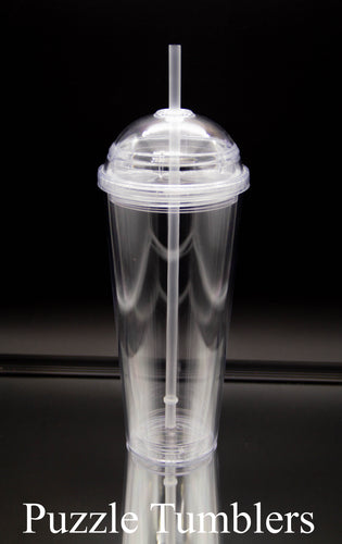 20oz Double Walled Plastic Dome Tumbler - Plastic Double Wall Insulated (NO HOLE)