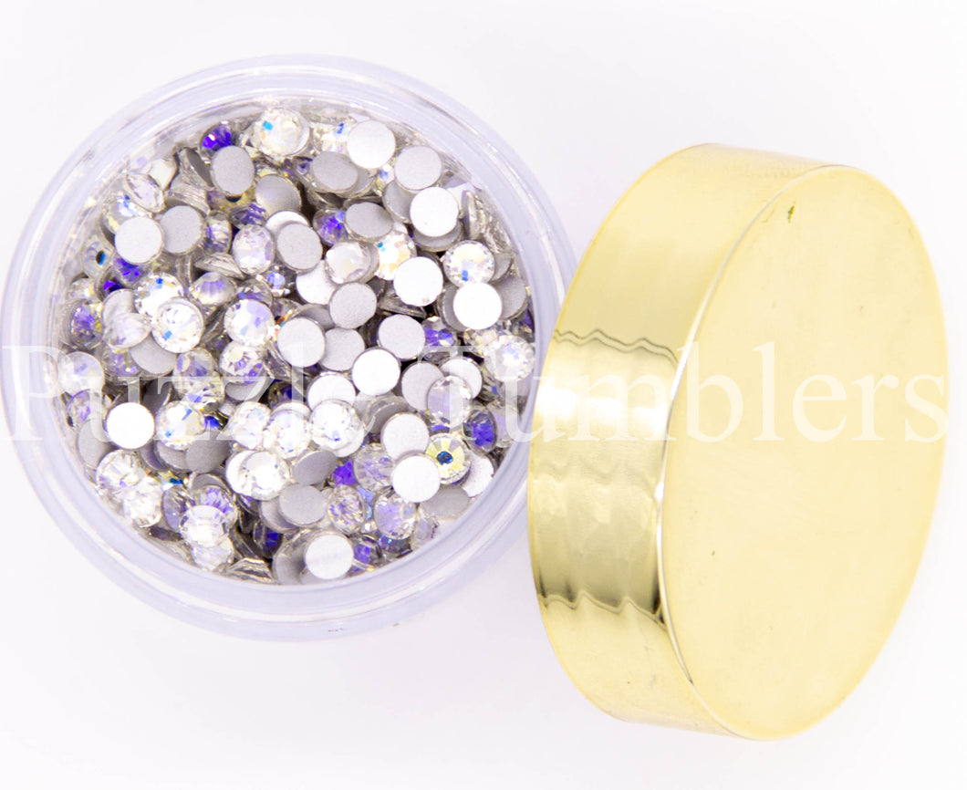 NEW HOT FIX Purple Shimmer Moon Night Rhinestones AB/Clear Glass Crystal Stones (Hot Fix) SS16