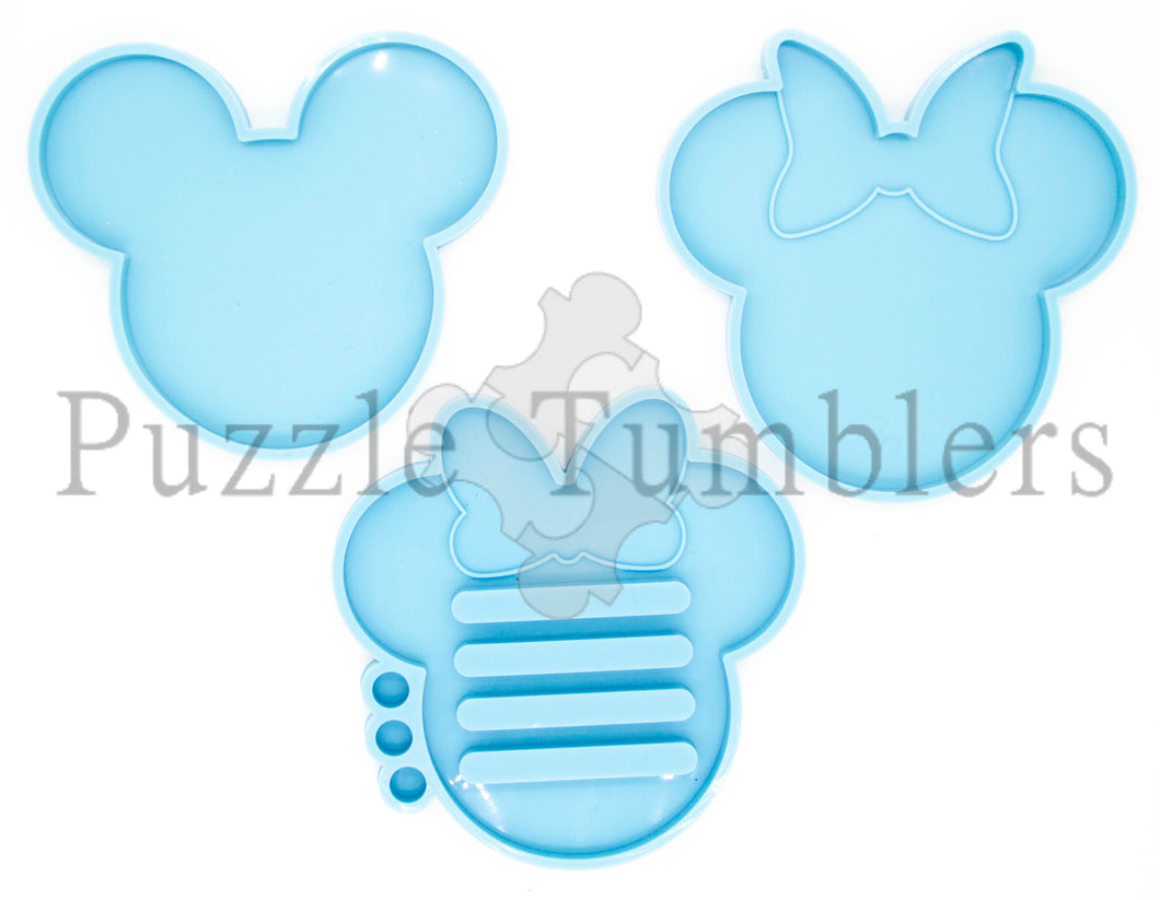 NEW - 3 PIECE MOUSE HEAD COASTER SET - BLUE MOLDS