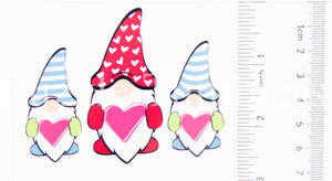 NEW Valentine's Day GNOMES with Striped Hats - Clear Vinyl Decal