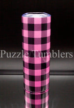 Load image into Gallery viewer, 20OZ SKINNY STRAIGHT - PINK/BLACK BUFFALO PLAID