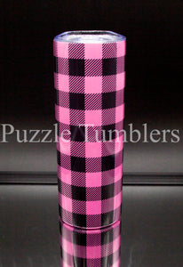 20OZ SKINNY STRAIGHT - PINK/BLACK BUFFALO PLAID
