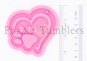 NEW - OUTLINE HEART WITH PAW PRINT - Mold PINK