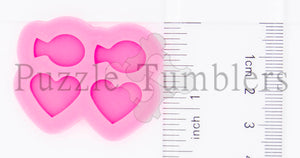 NEW- HEART AND FISH STUD EARRINGS