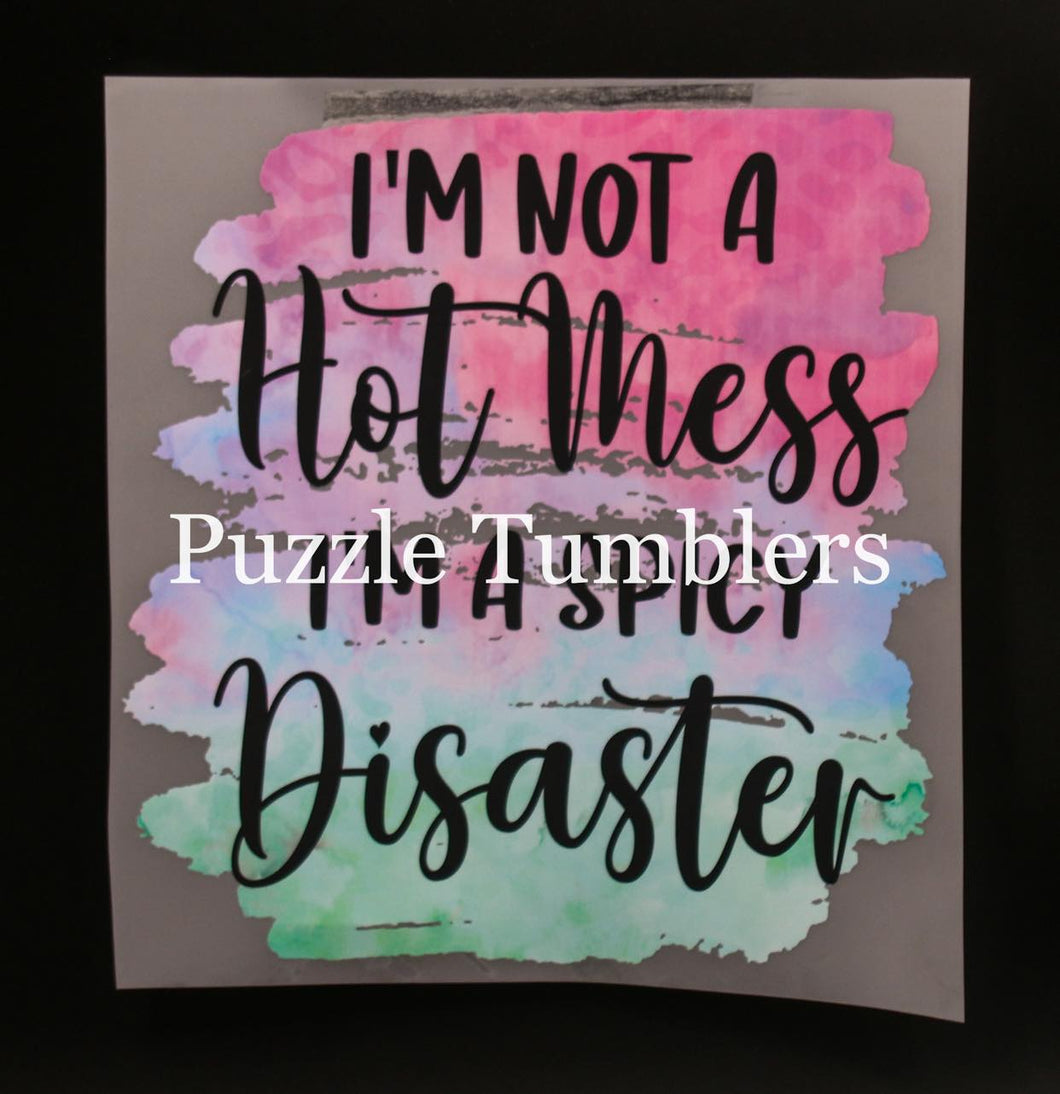 I'M NOT A HOT MESS, I'M A SPICY DISASTER - T-Shirt Transfer $6.50/EACH