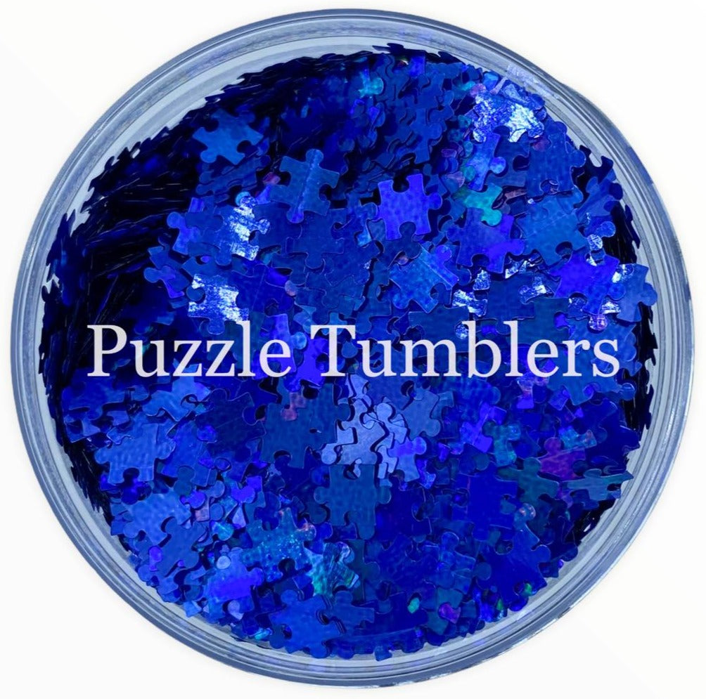 LIGHT IT UP BLUE - HOLOGRAPHIC BLUE PUZZLE PIECE GLITTER