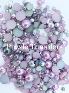 Rainbow Pearl & Rhinestone Mix - Pearls, Light Purple & Periwinkle
