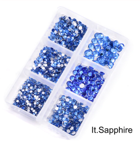 NEW Light Sapphire 1200 Piece Variety Rhinestones AB/Clear Glass Crystal Stones (NON-Hot Fix) SS6-20
