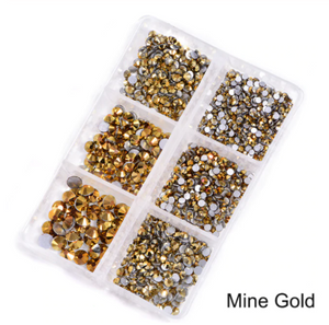 NEW Mine Gold 1200 Piece Variety Rhinestones AB/Clear Glass Crystal Stones (NON-Hot Fix) SS6-20