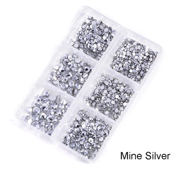 NEW Mine Silver 1200 Piece Variety Rhinestones AB/Clear Glass Crystal Stones (NON-Hot Fix) SS6-20