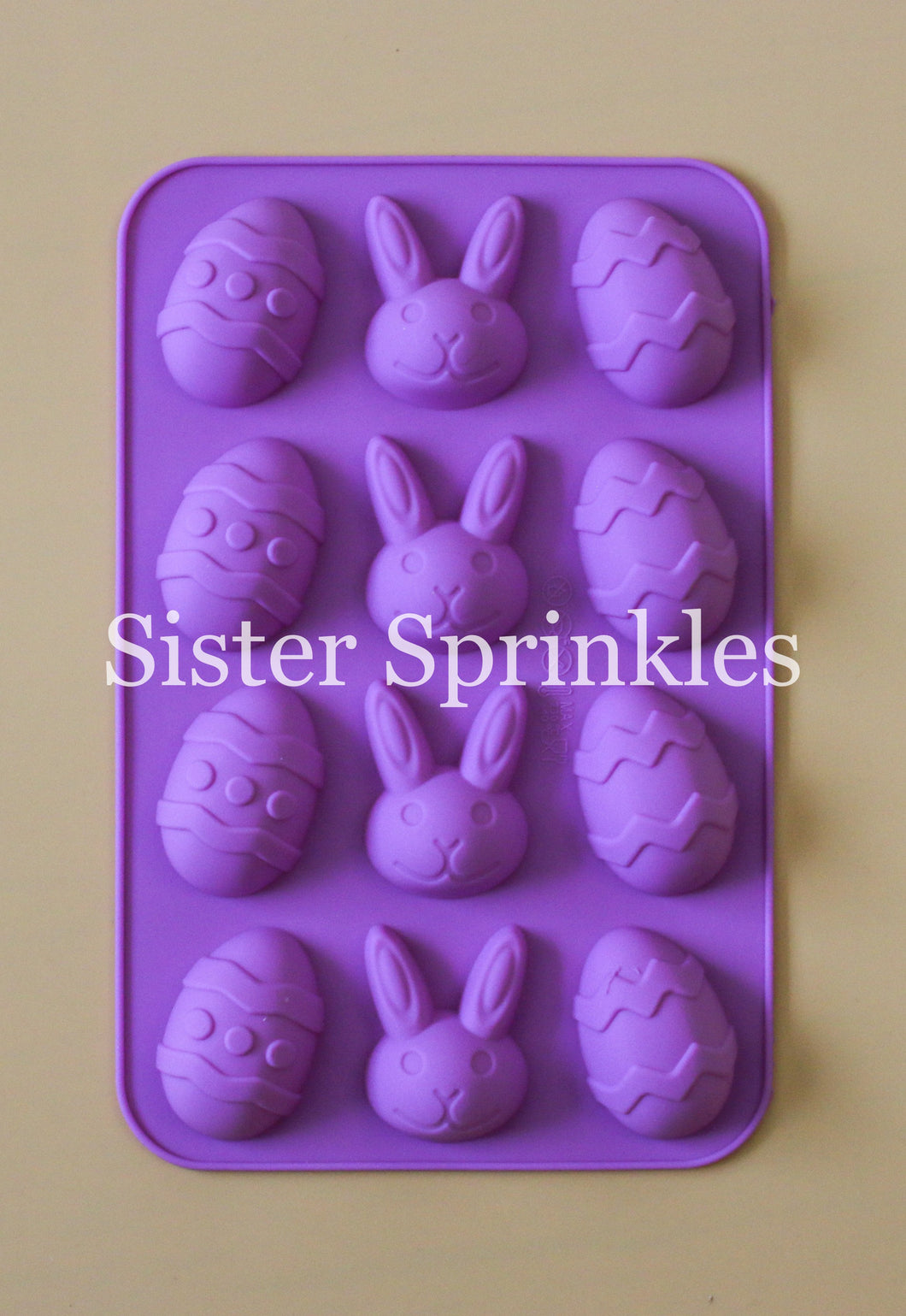 12 Piece Silicone Egg and Bunny Shape Mold - Purple