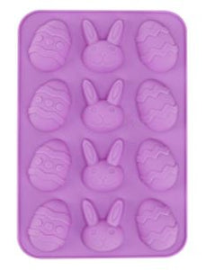 12 Piece Silicone Egg and Bunny Shape Mold - Purple