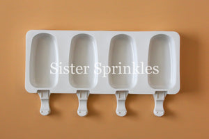 4 Piece Silicone Popsicle/Cake Pop Shape Mold - Large (DETAILED HANDLE REST)