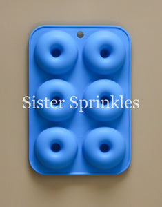6 Piece Silicone Donut Shape Mold - Light Blue