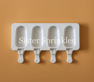 4 Piece Silicone Popsicle/Cake Pop Shape Mold - Small (DETAILED HANDLE REST)
