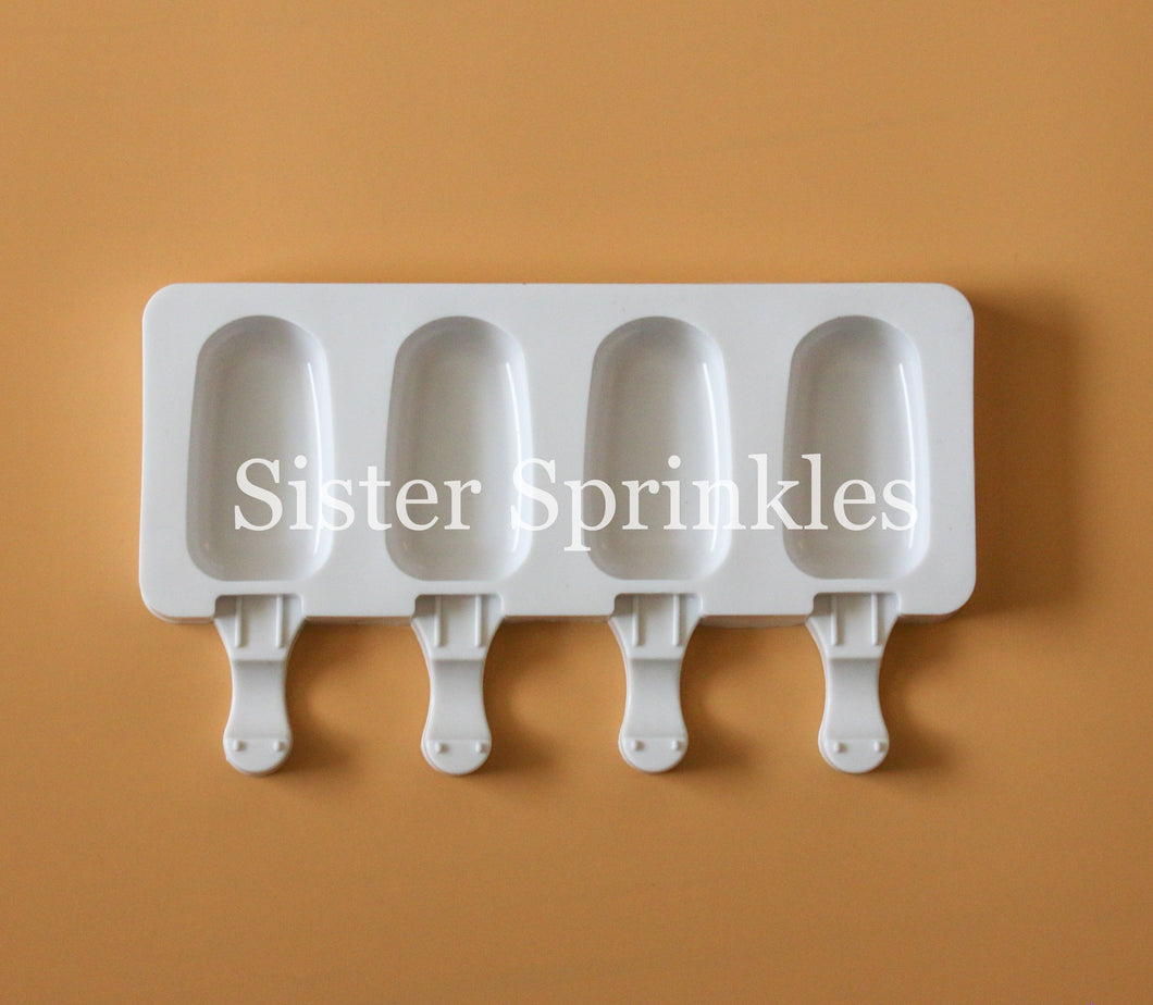 4 Piece Silicone Popsicle/Cake Pop Shape Mold - Small (DETAILED HANDLE REST)