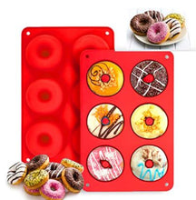Load image into Gallery viewer, 6 Piece Silicone Donut Shape Mold - Red