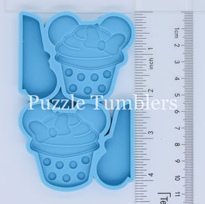 NEW - MOUSE W/BOW CUPCAKE - STRAW TOPPER MOLD