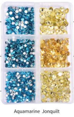 NEW Aquamarine & Jonquil 1200 Piece Variety Rhinestones AB/Clear Glass Crystal Stones (NON-Hot Fix) SS6-20