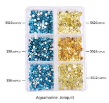 Load image into Gallery viewer, NEW Aquamarine &amp; Jonquil 1200 Piece Variety Rhinestones AB/Clear Glass Crystal Stones (NON-Hot Fix) SS6-20