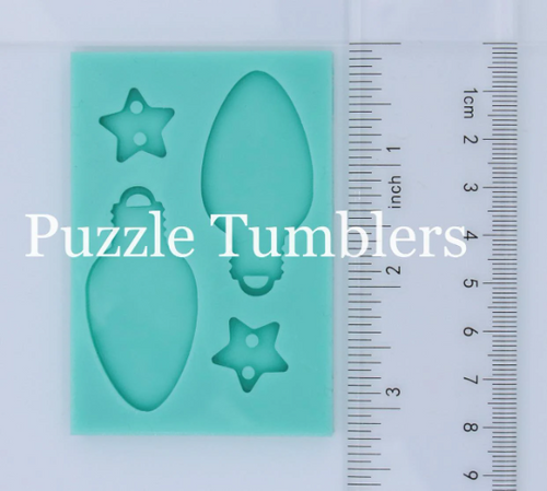 CUSTOM MOLD: Christmas Light Bulb and Star Ornament Earring Mold *May have a 14 Day Shipping Delay (P46)