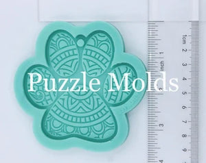 CUSTOM MOLD: 'Paw Print' with Design'  *May have a 14 Day Shipping Delay (K34)