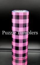 Load image into Gallery viewer, 20OZ SKINNY STRAIGHT - PINK/BLACK BUFFALO PLAID