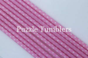 PINK WITH WHITE POLKA DOTS PRINT STRAWS (SOLD INDIVIDUALLY)