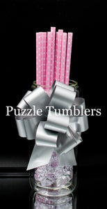 PINK WITH WHITE POLKA DOTS PRINT STRAWS (SOLD INDIVIDUALLY)