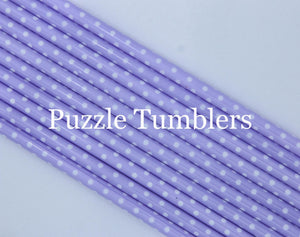 PURPLE WITH WHITE POLKA DOTS PRINT STRAWS (SOLD INDIVIDUALLY)