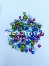 Load image into Gallery viewer, Rainbow Pearl &amp; Rhinestone Mix -  Purple, Blue &amp; Green