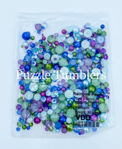 Rainbow Pearl & Rhinestone Mix -  Purple, Blue & Green