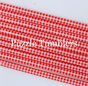 RED AND WHITE PLAID PRINT STRAWS (SOLD INDIVIDUALLY)