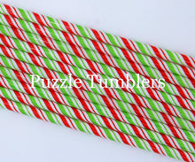 Load image into Gallery viewer, RED AND GREEN SWIRL PRINT STRAWS (SOLD INDIVIDUALLY)