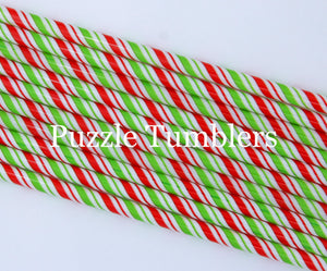 RED AND GREEN SWIRL PRINT STRAWS (SOLD INDIVIDUALLY)