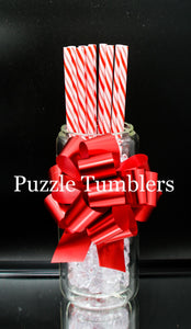 RED AND WHITE SWIRL PRINT STRAWS (SOLD INDIVIDUALLY)