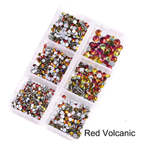 NEW Red Volcanic 1200 Piece Variety Rhinestones AB/Clear Glass Crystal Stones (NON-Hot Fix) SS6-20