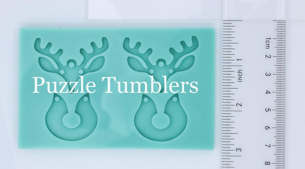 CUSTOM MOLD: Custom Reindeer Earring Mold (2 Pieces) Mold *May have a 14 Day Shipping Delay (P62)