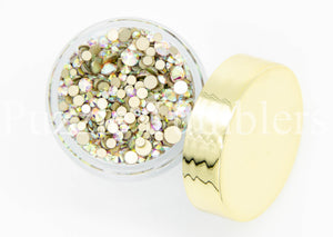 NEW Rainbow- Gold Back -1000 Piece Variety Rhinestones AB/Clear Glass Crystal Stones (NON-Hot Fix) SS6-SS16