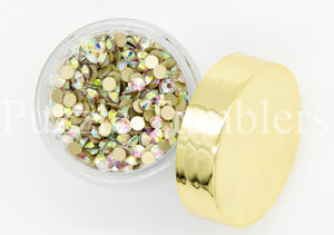 NEW Rainbow Gold Back - Rhinestones AB/Clear Glass Crystal Stones (NON-Hot Fix) SS16