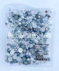Rainbow Pearl & Rhinestone Mix - Pearls, Silver, Clear