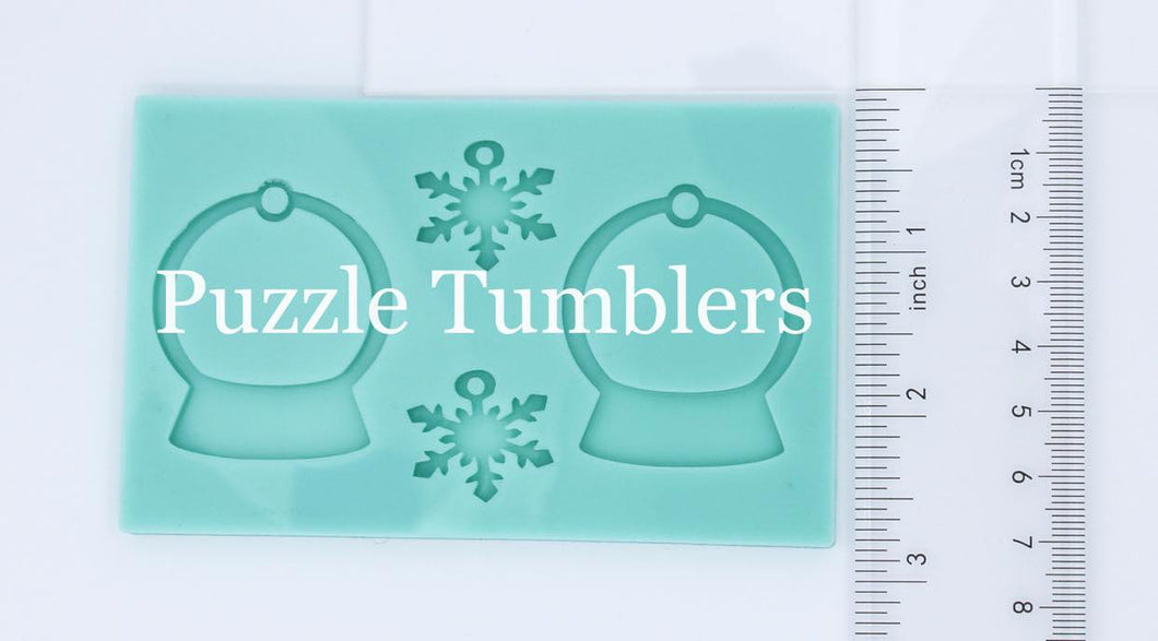 CUSTOM MOLD: Custom Snow Globe Dangle Snowflake Earring Mold (single hole) *May have a 14 Day Shipping Delay (P71)