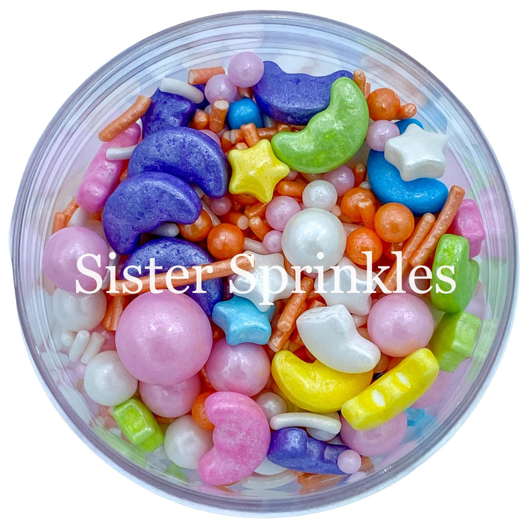 Premium Photo  Colorful sugar star and flower sprinkles background